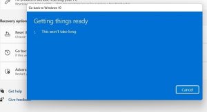Windows11 التراجع عن Windows10 الاستعداد للأشياء