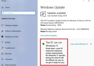 Windows11 التراجع عن Windows10 يمكن لجهاز الكمبيوتر تشغيل Windows11